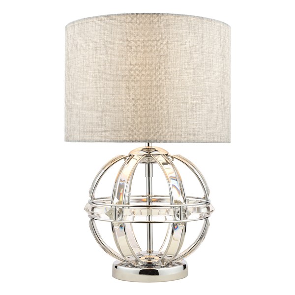 (image for) Laura Ashley Aidan Glass & Polished Chrome Globe Table Lamp with Shade